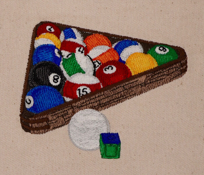 pool balls and rack embroidery design