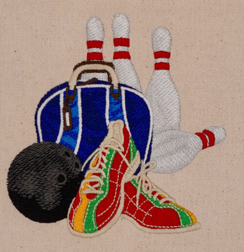bowling set up embroidery design