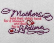 Mothers hold child hand embroidery design