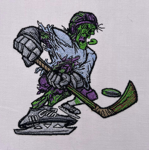 zombie slapshot hockey embroidery design