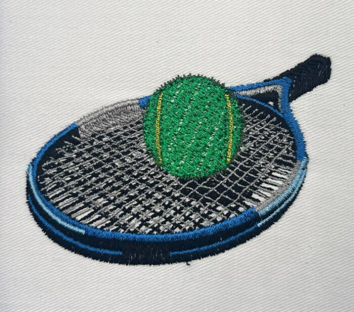 tennis racket and ball embroidery design