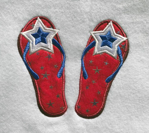 4th of July filp flops embroidery design