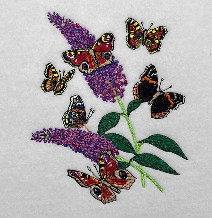 Butterflies and Flowers embroidery design