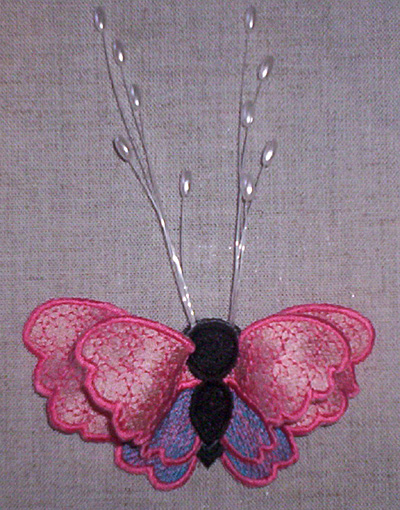 Embroidery Design: Pink 3D Butterfly4.39" x 4.02"