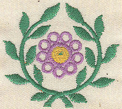 Embroidery Design: Flower in circle of leaves 2.04w X 1.82h