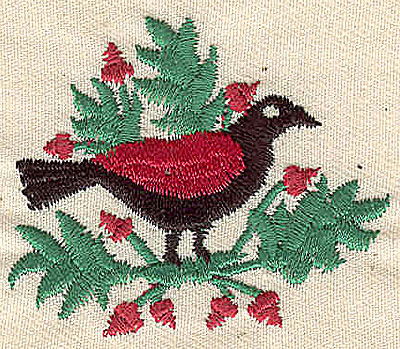 Embroidery Design: Bird on limb 2.07w X 1.80h