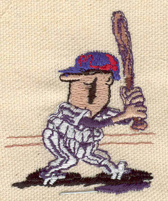 Embroidery Design: Baseball player cartoon 2.00w X 2.22h