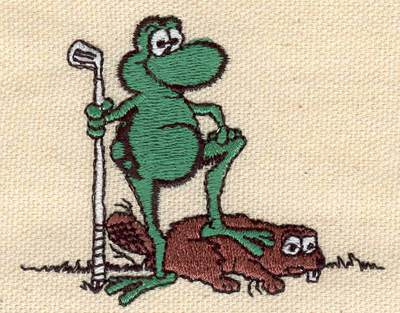 Embroidery Design: Frog and beaver 2.72w X 2.17h
