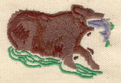 Embroidery Design: Grizzly bear fishing 2.65w X 1.85h