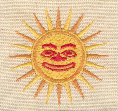 Embroidery Design: Sun with face 2.55w X 2.50h