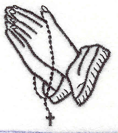 Embroidery Design: Praying hands with rosary 1.95"w X 2.20"h