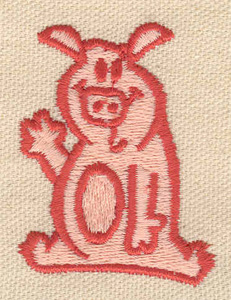 Embroidery Design: Pig waving 1.60w X 2.10h