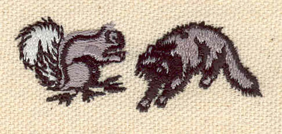 Embroidery Design: Squirrel and racoon 2.13w X 0.83h