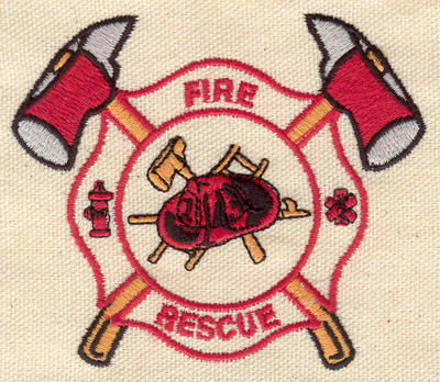 Embroidery Design: Fire and rescue shield 3.55w X 3.05h
