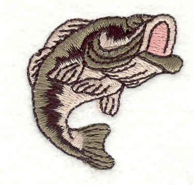 Embroidery Design: Large mouth bass 1.48"w X 1.48"h