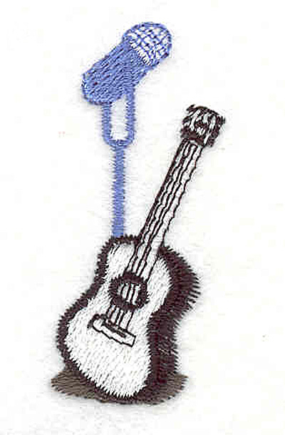 Embroidery Design: Microphone and Acoustic Guitar 2.11" X 0.96"