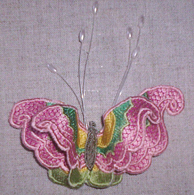 Embroidery Design: Pink and green 3D Butterfly5.53" x 4.29"