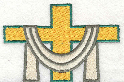 Embroidery Design: Cross with robe 3.83"w X 2.58"h