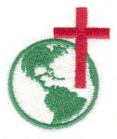 Embroidery Design: Cross with globe 1.67"w X 2.03"h