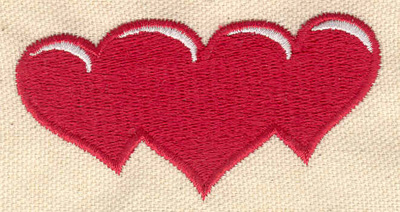 Embroidery Design: Heart trio 3.04w X 1.59h