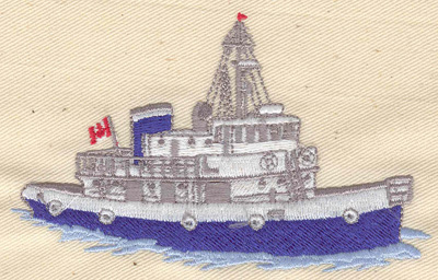 Embroidery Design: Fishing Boat 4.11w X 2.53h