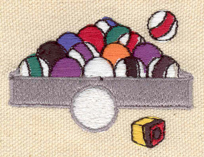 Embroidery Design: Billiard rack of balls 2.35w X 1.73h