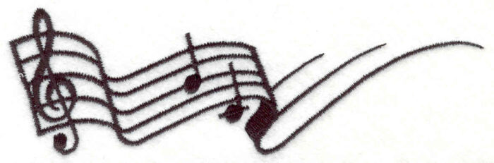 Embroidery Design: Treble Clef with notes  1.77" X 0.65"