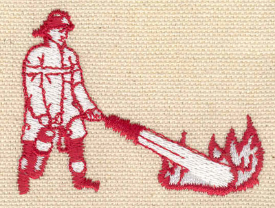 Embroidery Design: Firefighter with extinguisher 2.43w X 1.84h