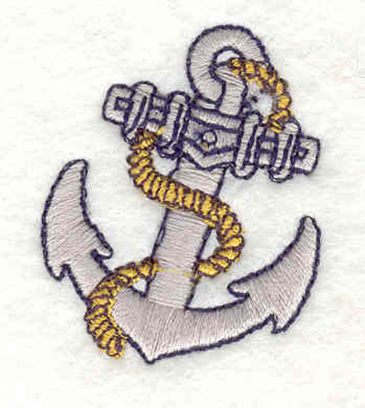 Embroidery Design: Anchor with rope J 1.44"w X 1.64"h