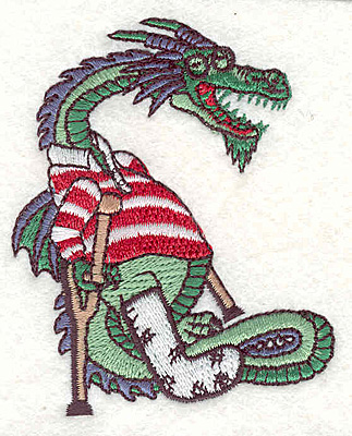 Embroidery Design: Dragon with broken leg3.19"Hx2.56"W