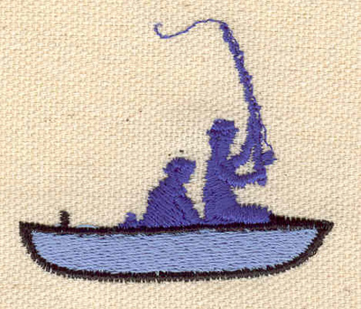 Embroidery Design: Fishermen in boat 2.04w X 1.72h