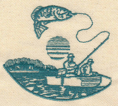 Embroidery Design: Fishing scene 3.20w X 2.85h