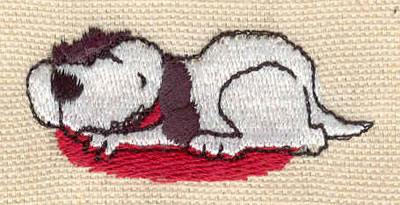 Embroidery Design: Dog in bed 1.98w X 0.94h