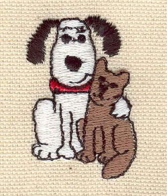 Embroidery Design: Dog with cat 1.15w X 1.71h