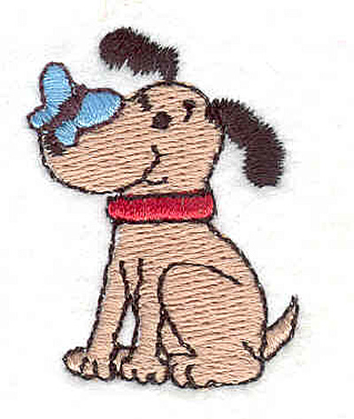 Embroidery Design: Dog with Butterfly 1.62" X 1.20"