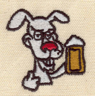 Embroidery Design: Dog with beer 1.99w X 2.09h