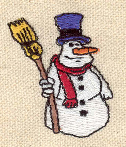 Embroidery Design: Snowman with broom 1.50w X 1.79h