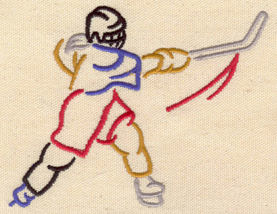 Embroidery Design: Hockey player 4.70w X 3.76