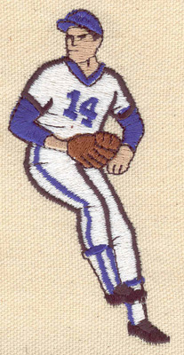 Embroidery Design: Baseball player 1.93w X 3.89h