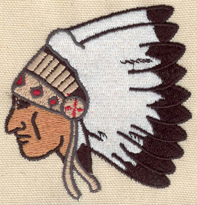 Embroidery Design: Indian head3.02w X 3.16h