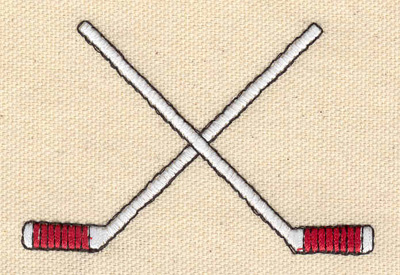 Embroidery Design: Crossed hockey sticks 3.05w X 2.02h