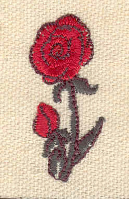 Embroidery Design: Rose and bud 0.72w X 1.62h