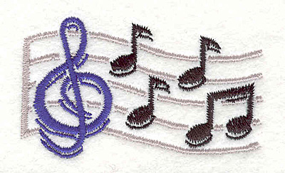 Embroidery Design: Treble Clef and Notes 1 1.67" X 2.82"