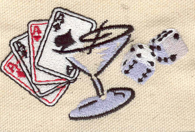 Embroidery Design: Cards dice and martini glass 3.03w X 1.83h