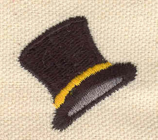 Embroidery Design: Top hat 1.74w X 1.23h