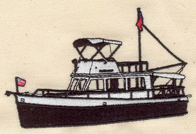 Embroidery Design: Boat 4.02w X 2.60h