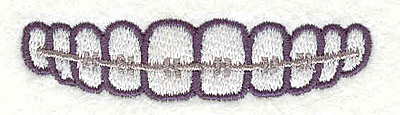 Embroidery Design: Teeth With Braces  0.60" x 2.39"