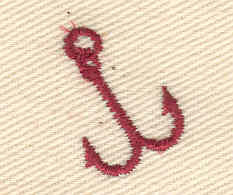 Embroidery Design: Fishing hook 0.61w X 0.76h