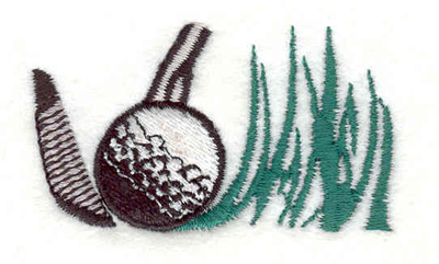 Embroidery Design: Golf Ball club and grass 2.26"w X 1.31"h