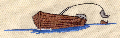 Embroidery Design: Fishing boat  3.86w X 0.95h
